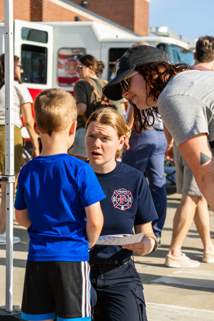 woman talking to child